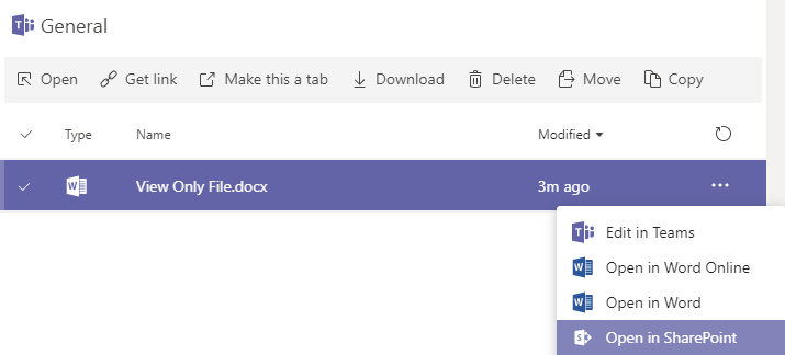 An image of the Files area in Microsoft Teams