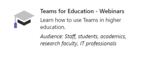 Teams for Education webinar series