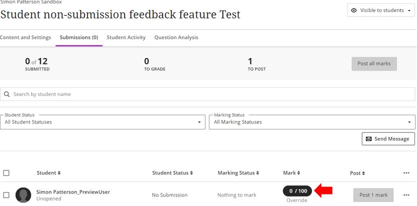 Image showing the manual adding of an assessment score in Blackboard Gradebook.