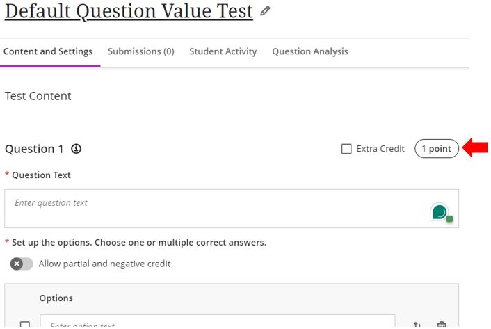 Image showing the updated default question value (it has gone from 10 to 1).