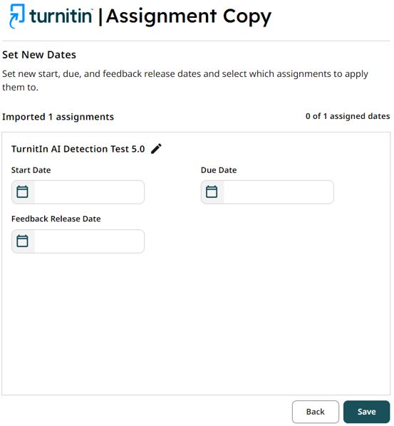 Image highlighting the option to keep the original dates for the assignment tick box.