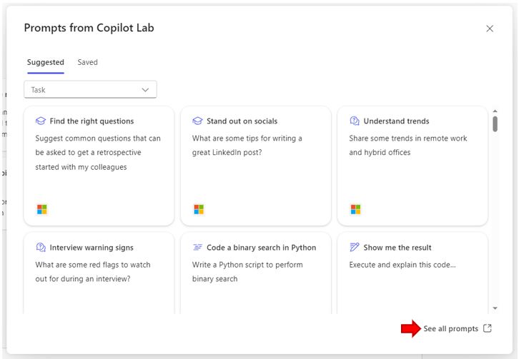 Image showing how to access the 'See all prompts' feature.