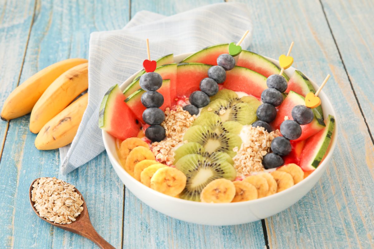 Breakfast bowl filled with fruit