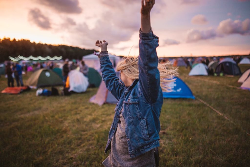 Happy girl at a music festival.