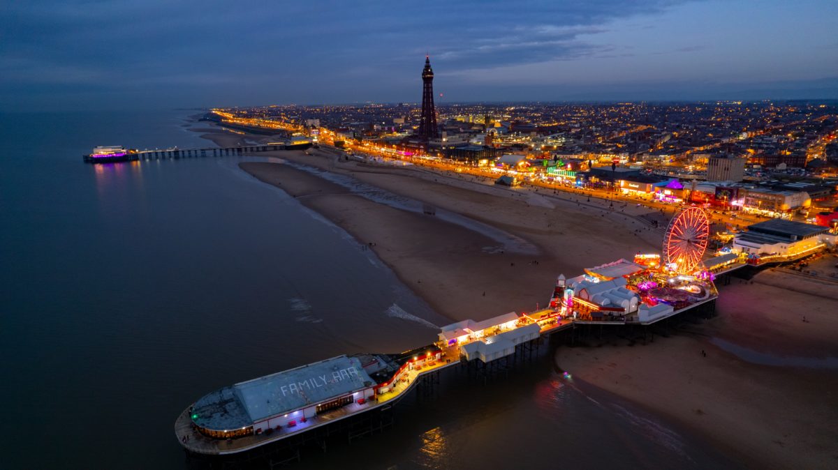 Blackpool lit up in the dark