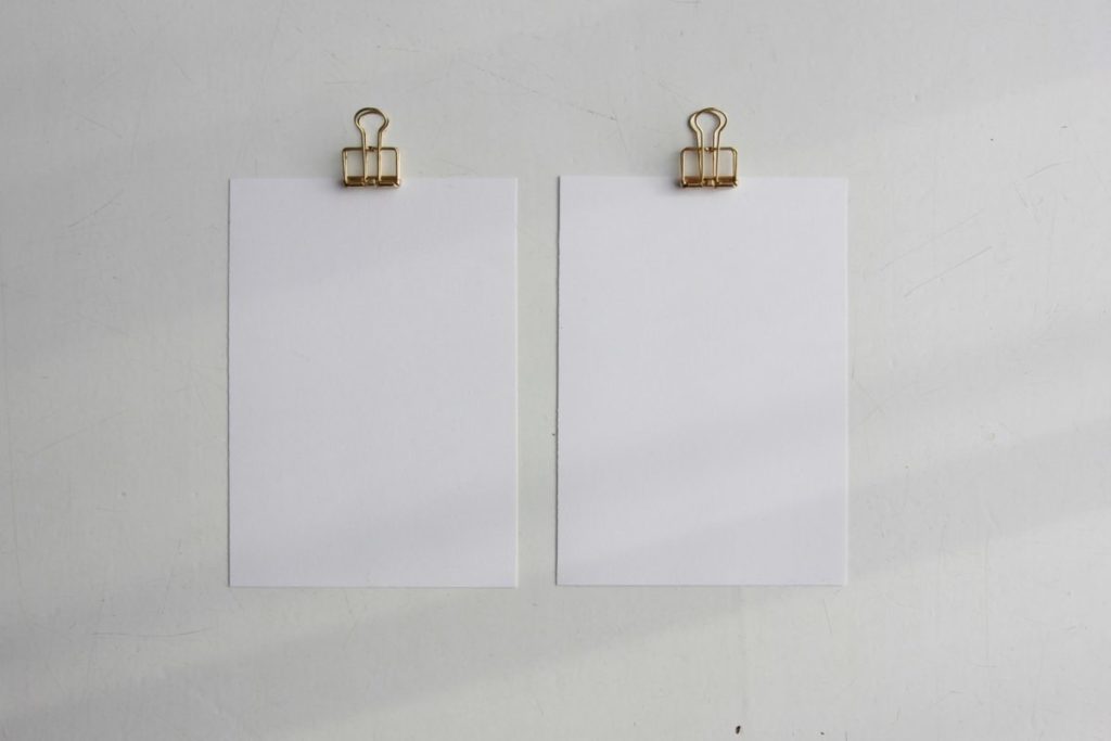 Two pieces of blank paper