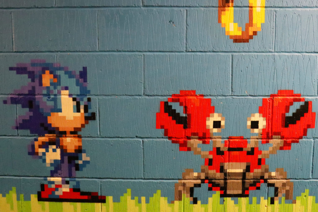 A mural of Sonic the Hedgehog