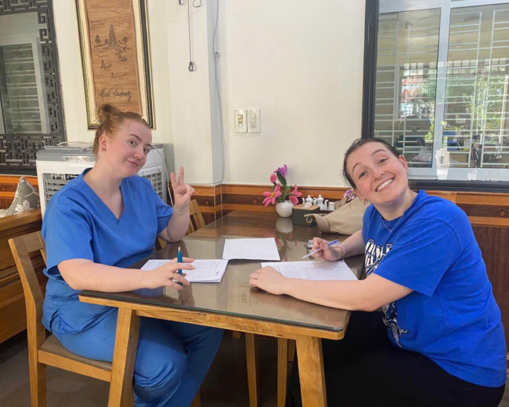 Student nurses working in Vietnam