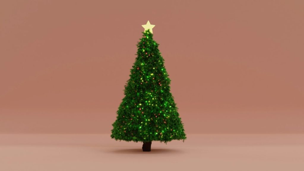 Christmas tree with a yellow star on top