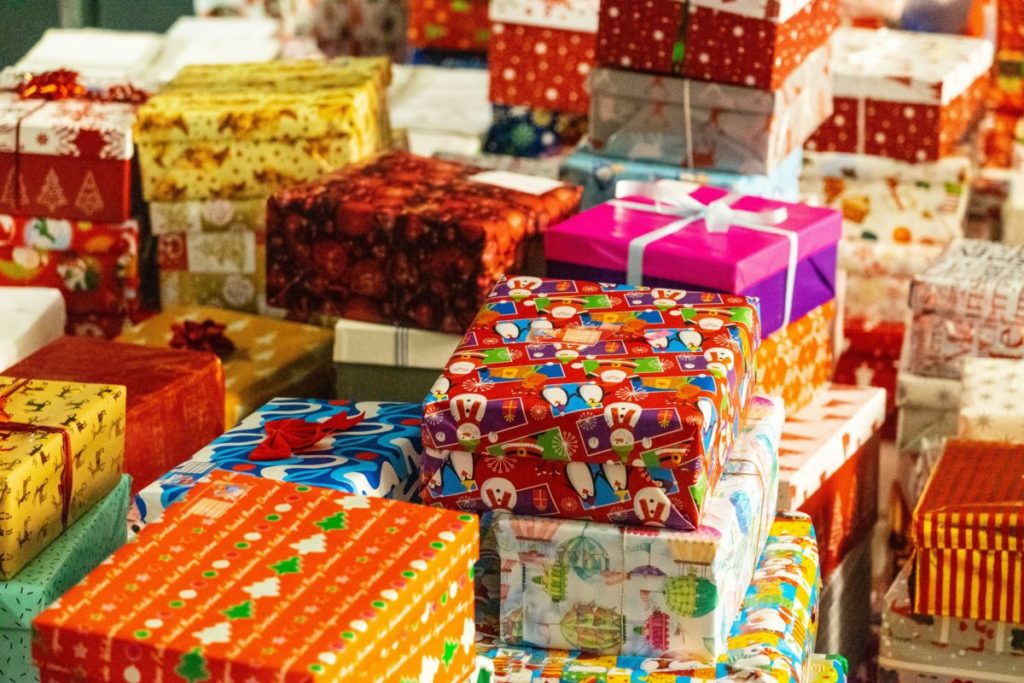 Colourful Christmas present boxes