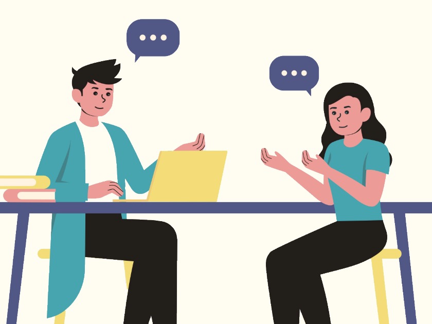 Two people having a conversation