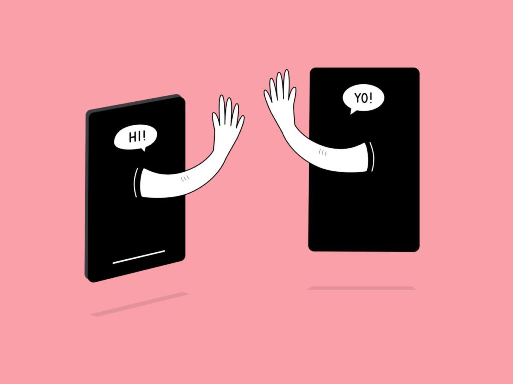 Two shapes greeting each other